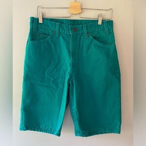 Vintage 1980’s Orange tab Levi 550 turquoise/green/teal shorts. Flawless. 32” W